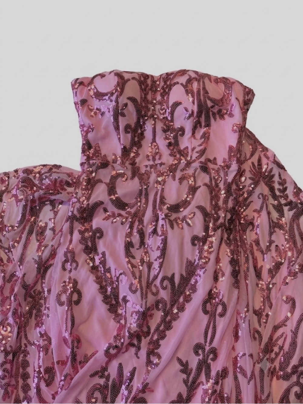 Strapless Pink Sequin-Embellished Mermaid Gown - Picture 3 of 5